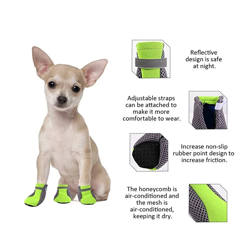 Breathable Summer Dog Shoes with Reflective Strip