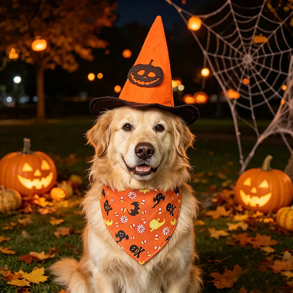 The Witch's Hat & Pumpkin Bandana Set