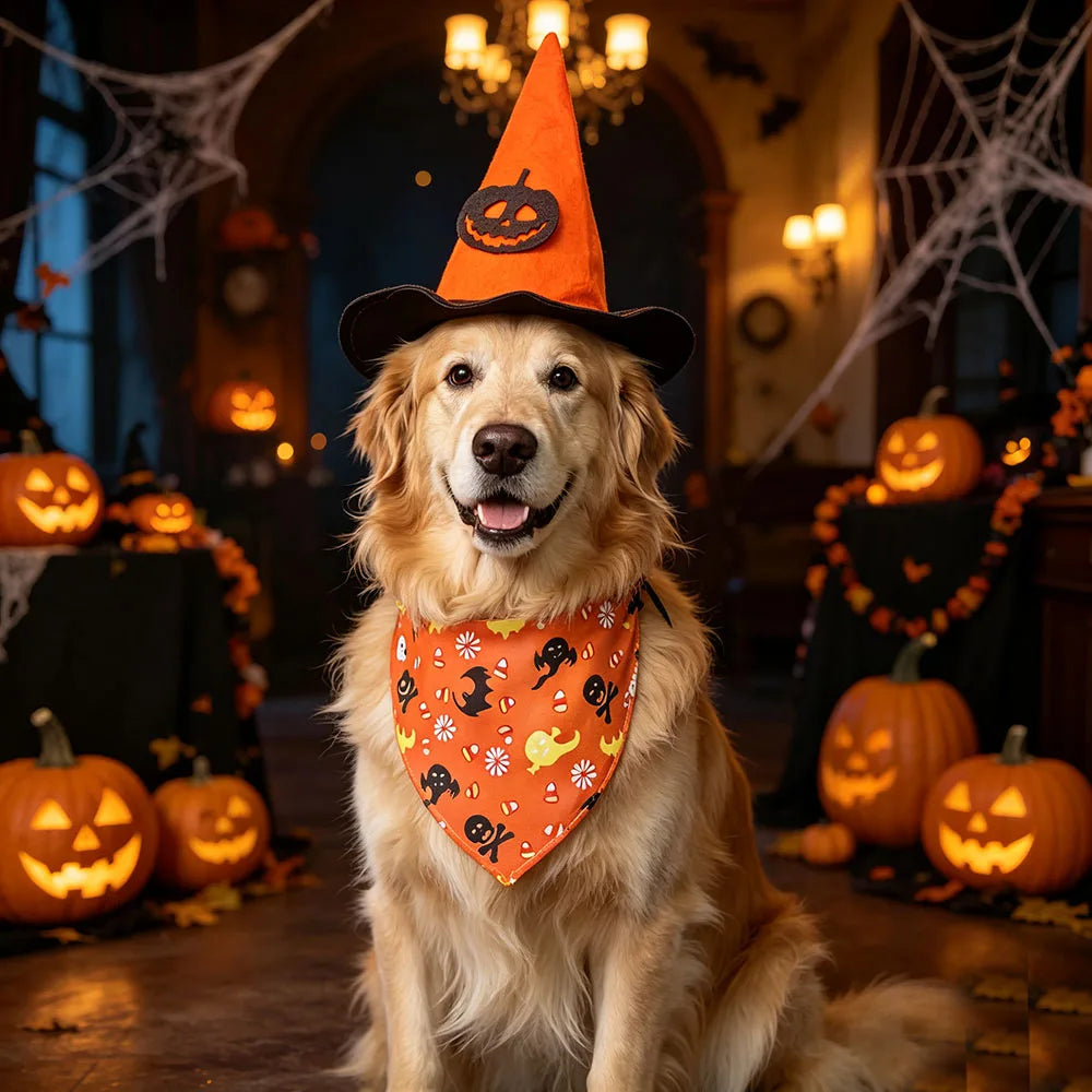 The Witch's Hat & Pumpkin Bandana Set