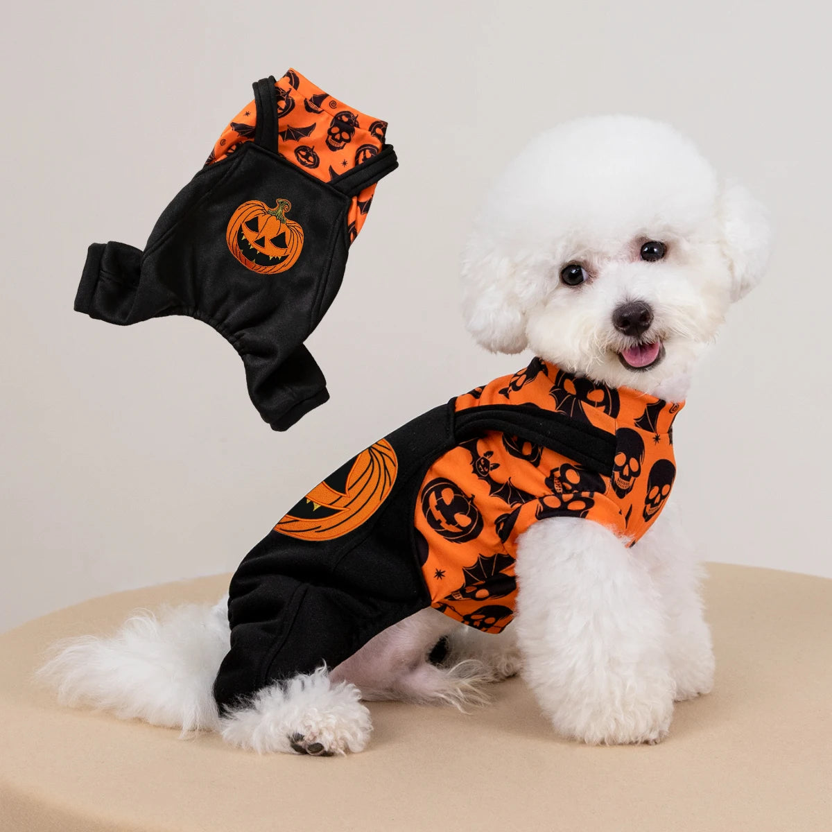The Spooky Pumpkin Onesie – Halloween Jumpsuit for Small Dogs