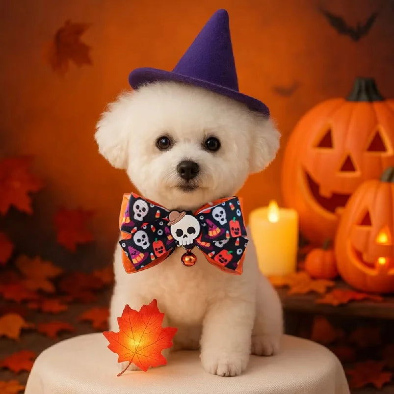The Halloween Bow Tie – Adjustable Collar Bow with Bell