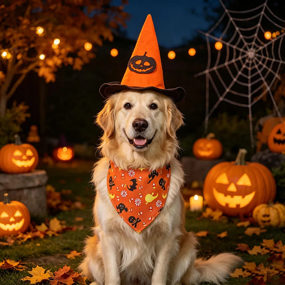 The Witch's Hat & Pumpkin Bandana Set