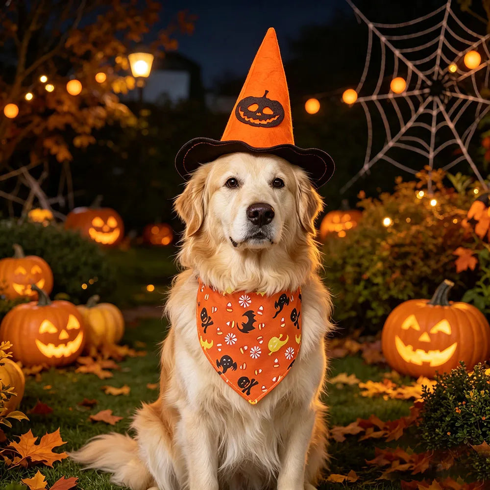 The Witch's Hat & Pumpkin Bandana Set