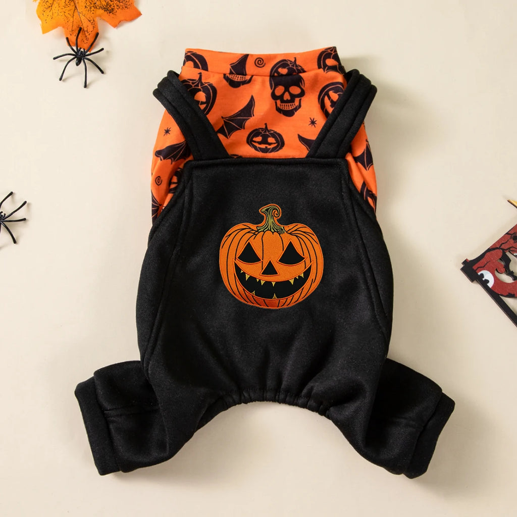 The Spooky Pumpkin Onesie – Halloween Jumpsuit for Small Dogs