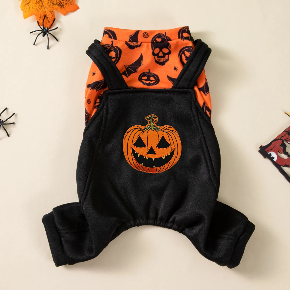 The Spooky Pumpkin Onesie – Halloween Jumpsuit for Small Dogs